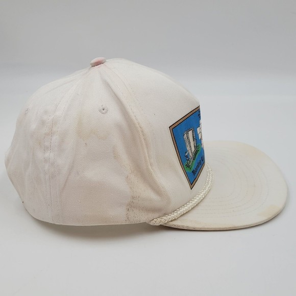 Vintage Teaming Up For Success White Rope Snapback Trucker Hat Cap Distressed - Picture 3 of 13